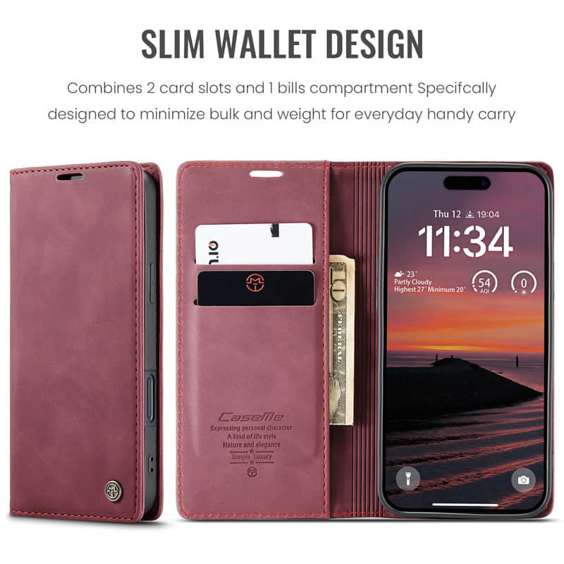 CaseMe Retro Wallet Case Red