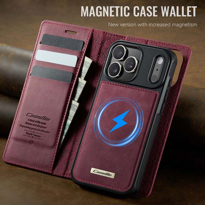 Caseme Leather Magnetic Flip Detachable Wallet Phone Case Red Wine