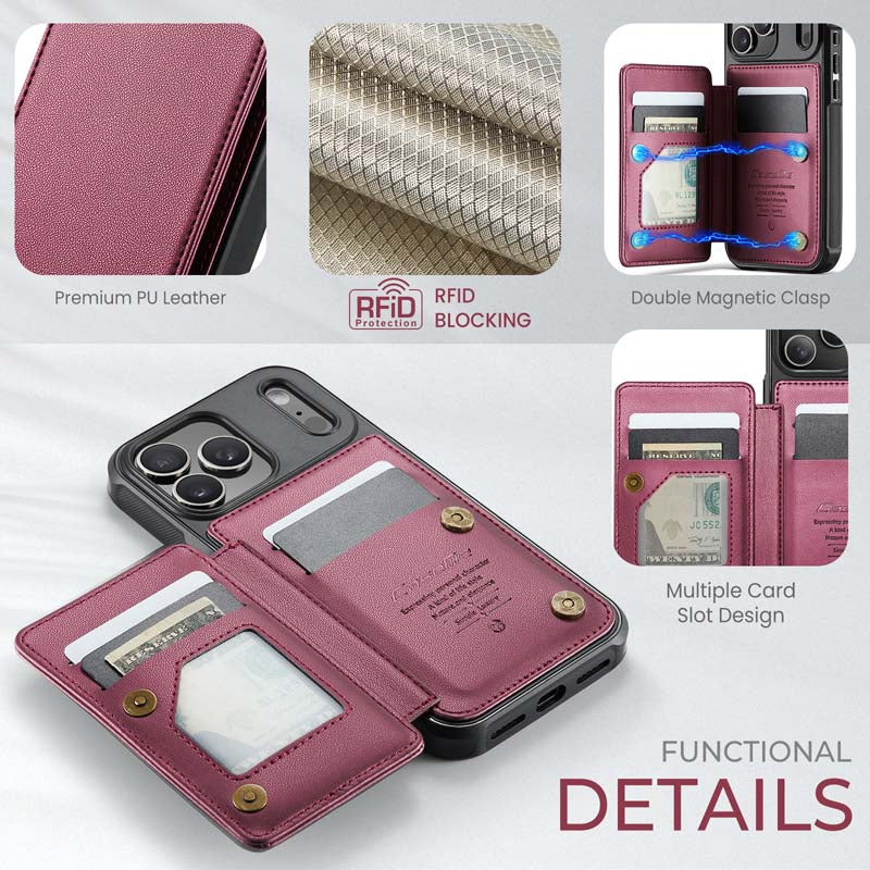 CaseMe Cardholder RFID Phone Case Red Wine