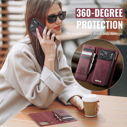 Caseme Leather Magnetic Flip Detachable Wallet Phone Case Red Wine