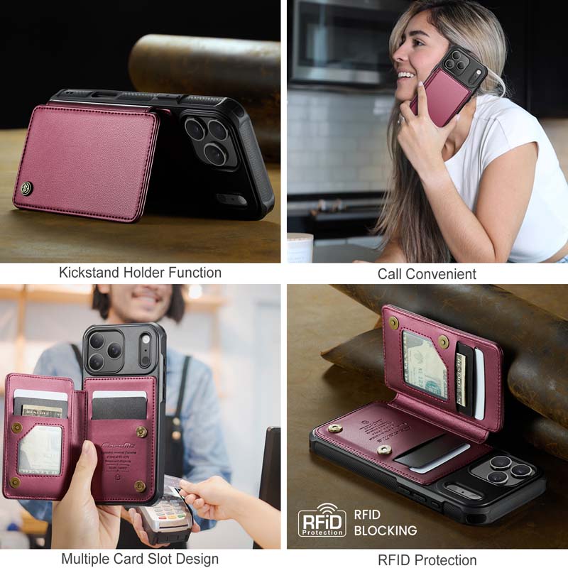 CaseMe Cardholder RFID Phone Case Red Wine