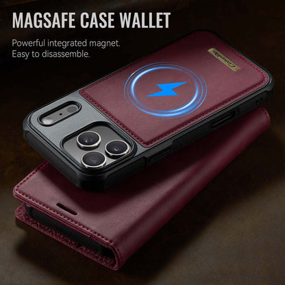 Caseme Leather Magnetic Flip Detachable Wallet Phone Case Red Wine