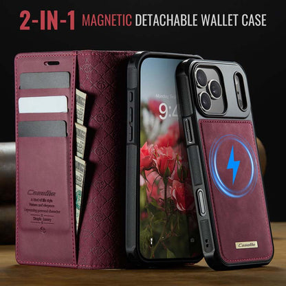 Caseme Leather Magnetic Flip Detachable Wallet Phone Case Red Wine