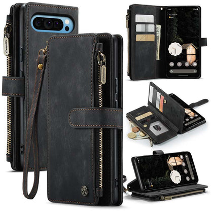 CaseMe Retro Zipper Wallet Case Black