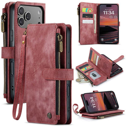 CaseMe Retro Zipper Wallet Case Red